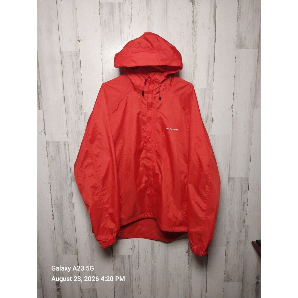 Grundens Gage Technical Gear Rain Jacket Red Hooded Fishing Shell Coat XL